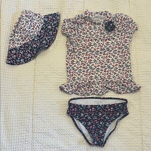 Janie and Jack Floral Swimwear Set with Bucket Hat